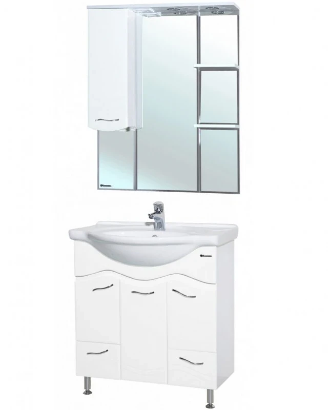 Зеркало со шкафом Bellezza Мари 85 L 4612914002016 с подсветкой Белое МДФ / ЛДСП, стекло