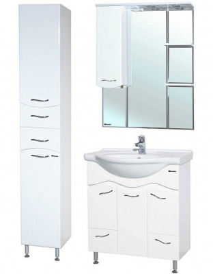 Зеркало со шкафом Bellezza Мари 85 L 4612914002016 с подсветкой Белое МДФ / ЛДСП, стекло