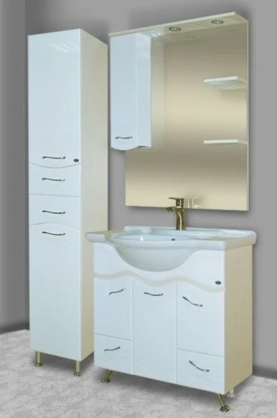Зеркало со шкафом Bellezza Мари 85 L 4612914002016 с подсветкой Белое МДФ / ЛДСП, стекло