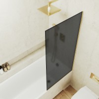 Шторка на ванну Maybah Glass MGV-89-3у 900x1400 в узком профиле Золото стекло графитовое матовое