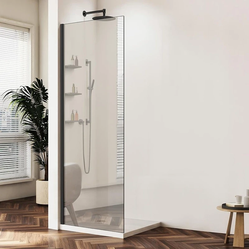 Душевая перегородка Vincea Walk in WS 100 VSW-1HWS100MRB профиль цвет Черный стекло зеркальное