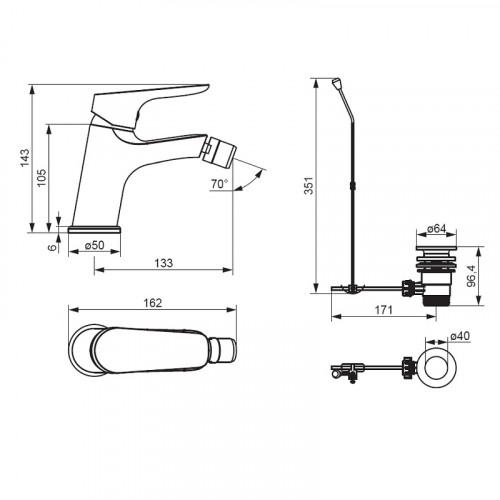 Смеситель для биде Damixa Jupiter 770240300 Черный матовый латунь