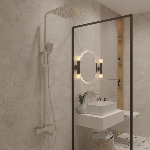 Душевая система Oliveeka D OL-739901-MB с термостатом цвет Черный матовый