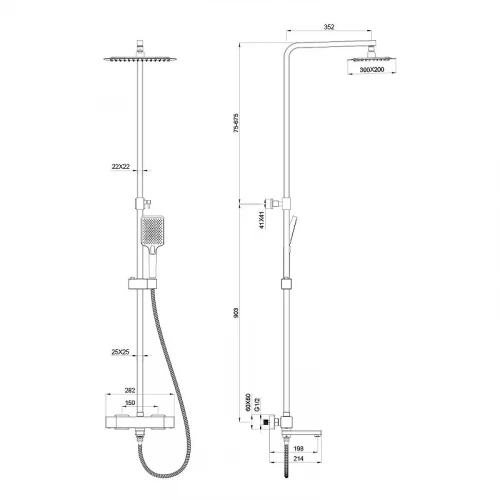 Душевая система Oliveeka D OL-739901-MB с термостатом цвет Черный матовый