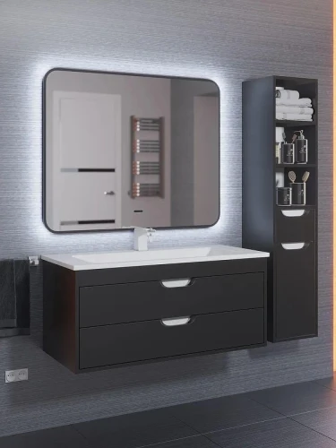 Зеркало Uperwood Modul 60 3049345674 с подсветкой цвет Черный с сенсорным выключателем и подогревом