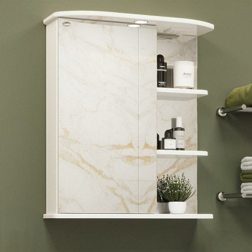 Зеркальный шкаф Onika Карина 60.01 L 206009 с подсветкой Белый МДФ / ЛДСП, стекло