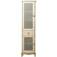 Шкаф пенал Opadiris Омега 45 L 00-00001616 Слоновая кость МДФ / ЛДСП, массив дерева, стекло