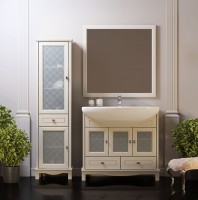 Шкаф пенал Opadiris Омега 45 L 00-00001616 Слоновая кость МДФ / ЛДСП, массив дерева, стекло