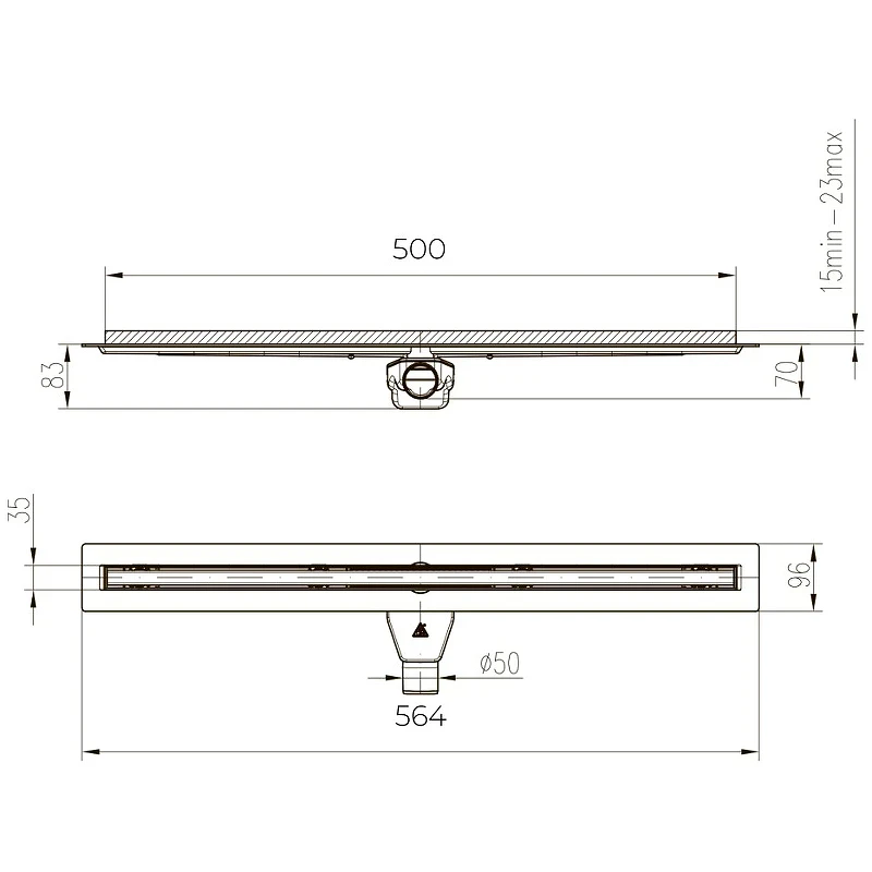 Душевой лоток Paini Slim Line 500 CH500SLC с Черной матовой решеткой / под плитку