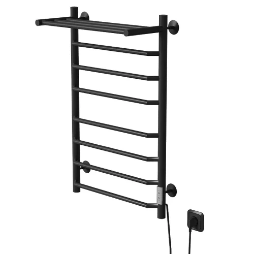 Электрический полотенцесушитель Mixline Mira 80х50 556420 с полкой цвет Черный матовый