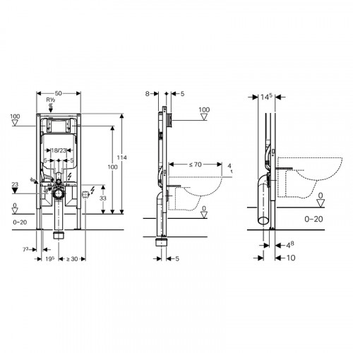 Инсталляция Geberit Duofix Sigma 8 111.796.00.1 для унитаза со смывным бачком нержавеющая сталь