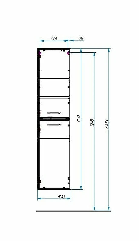 Шкаф пенал Эстет Vegas 40 R ФР-00003494 подвесной Белый МДФ / ЛДСП