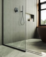 Душевая перегородка Maybah Glass MGD-680-6у 1090x1950 в узком профиле Черный стекло сатиновое