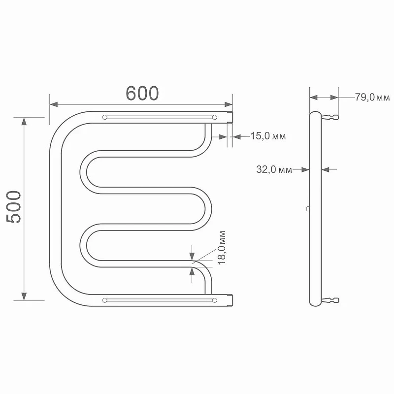 Водяной полотенцесушитель Mixline Simple PM1 50х60 556321 с полкой цвет Хром