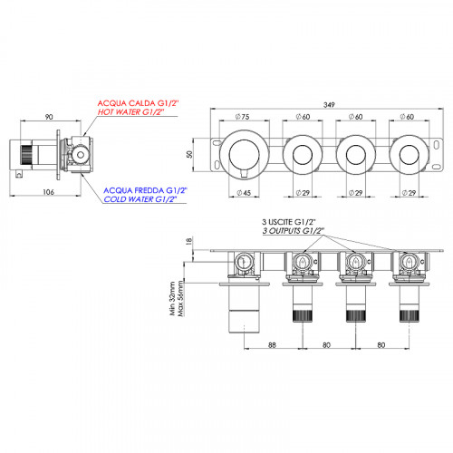 Смеситель для душа Remer X-Style N98D3P Хром латунь встраиваемый
