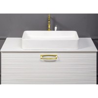 Тумба под раковину Boheme Armadi Art Vallessi Avangarde Linea 100 842-100-WG подвесная Белая Золото МДФ / ЛДСП