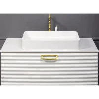 Тумба под раковину Boheme Armadi Art Vallessi Avangarde Linea 100 842-100-WG подвесная Белая Золото МДФ / ЛДСП