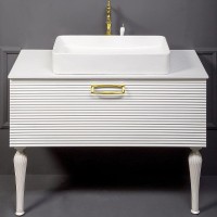 Тумба под раковину Boheme Armadi Art Vallessi Avangarde Linea 100 842-100-WG подвесная Белая Золото МДФ / ЛДСП