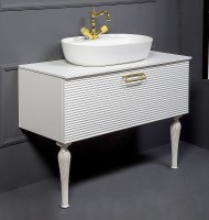 Тумба под раковину Boheme Armadi Art Vallessi Avangarde Linea 100 842-100-WG подвесная Белая Золото МДФ / ЛДСП