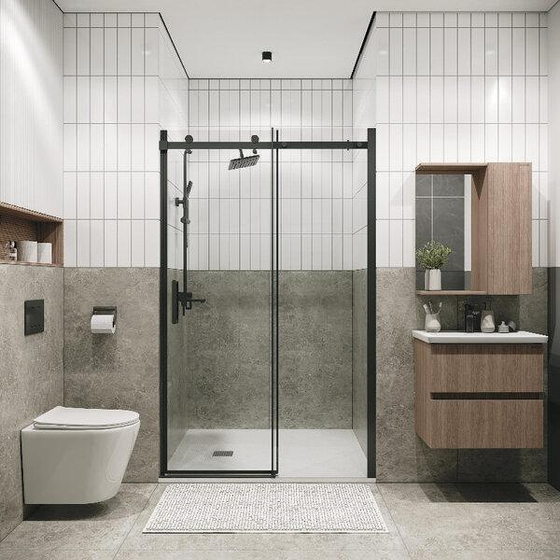 Душевая дверь Grossman Classic 140 100.K33.04.140.42.00 профиль Графит сатин стекло прозрачное