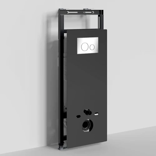 Инсталляция WasserKRAFT Salm 27TLT.010.ME.BL.CH02 для унитаза Черное стекло с клавишей смыва Хром