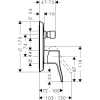 Смеситель для душа Hansgrohe Metris Classic 31485000 Хром латунь встраиваемый