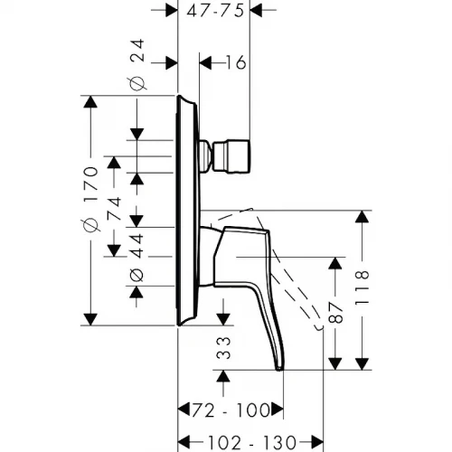 Смеситель для душа Hansgrohe Metris Classic 31485000 Хром латунь встраиваемый