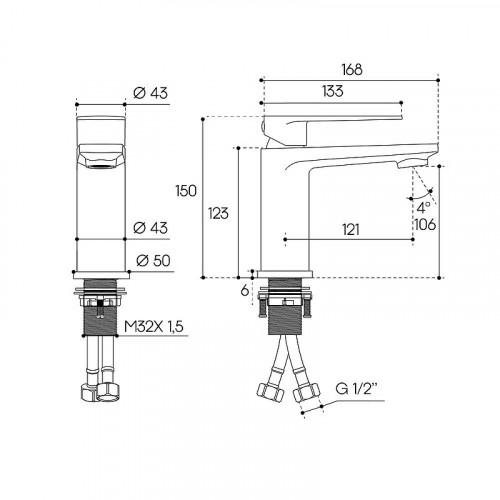 Смеситель для раковины Aqueduto LINHA LIN0245 цвет Оружейная сталь