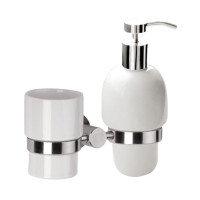 Стакан для зубных щеток Remer Minimal Inox Mi18INOXCR с дозатором для жидкого мыла цвет Нержавеющая сталь