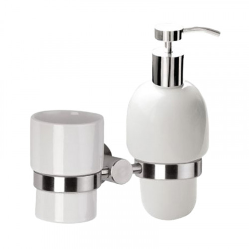 Стакан для зубных щеток Remer Minimal Inox Mi18INOXCR с дозатором для жидкого мыла цвет Нержавеющая сталь