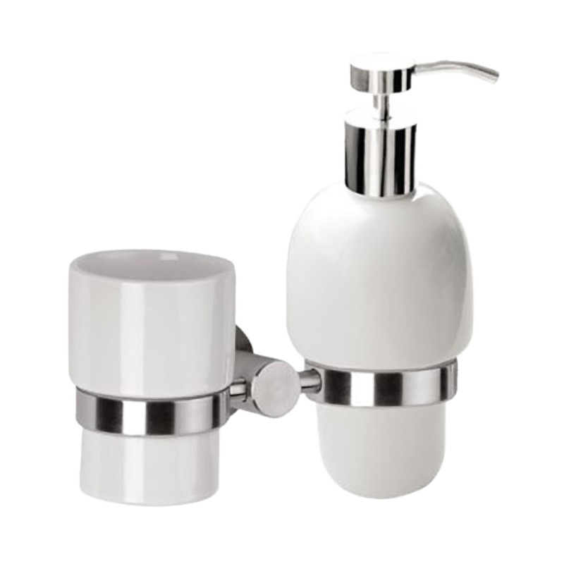 Стакан для зубных щеток Remer Minimal Inox Mi18INOXCR с дозатором для жидкого мыла цвет Нержавеющая сталь