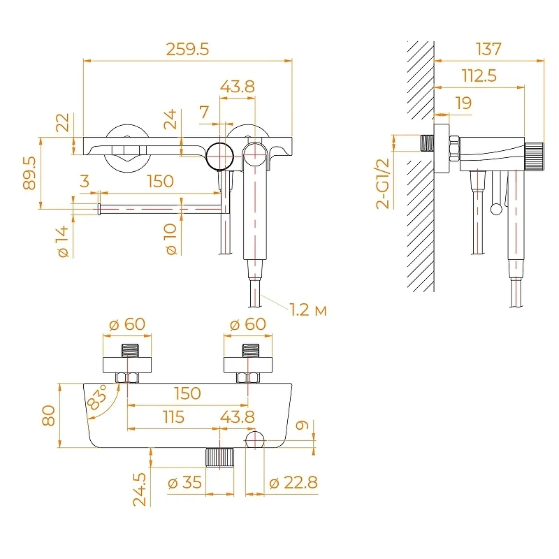 Гигиенический душ со смесителем RGW Shower Panels (Шоувер панелс) SP-220B 581408220-04 цвет Черный матовый
