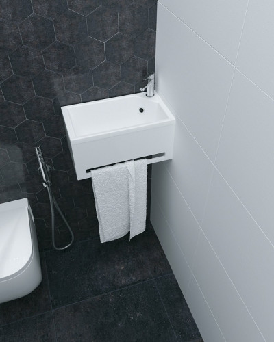 Панель с раковиной 1MarKa Tiny XS Mini 39 R У84218 подвесная Белая глянцевая МДФ / ЛДСП