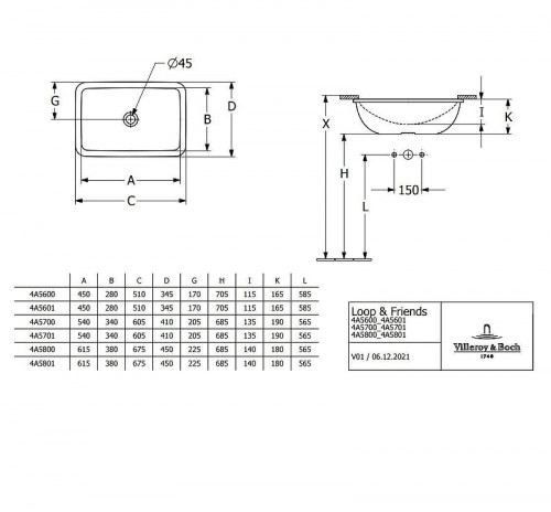 Раковина Villeroy&Boch