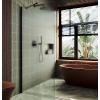 Душевая перегородка Maybah Glass MGD-700-6ш 790x1950 в широком профиле Черный стекло сатиновое