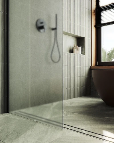 Душевая перегородка Maybah Glass MGD-700-6ш 790x1950 в широком профиле Черный стекло сатиновое