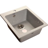 Кухонная мойка GranFest Practic GF-P505 Серая искусственный камень (литьевой мрамор) встраиваемый