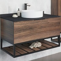 Тумба с раковиной Comforty Порто 90 00-00008927 подвесная Дуб темно-коричневый МДФ / ЛДСП