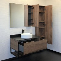 Тумба с раковиной Comforty Порто 90 00-00008927 подвесная Дуб темно-коричневый МДФ / ЛДСП