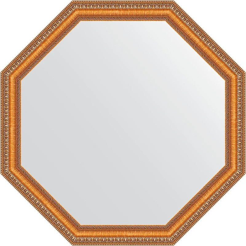 Зеркало Evoform Octagon 72х72 BY 3708 в багетной раме - Золотые бусы на бронзе 60 мм стекло