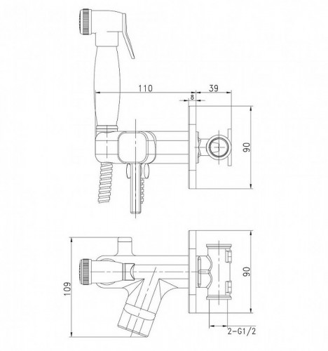 Гигиенический душ со смесителем Lemark Solo LM7165B Бронза латунь