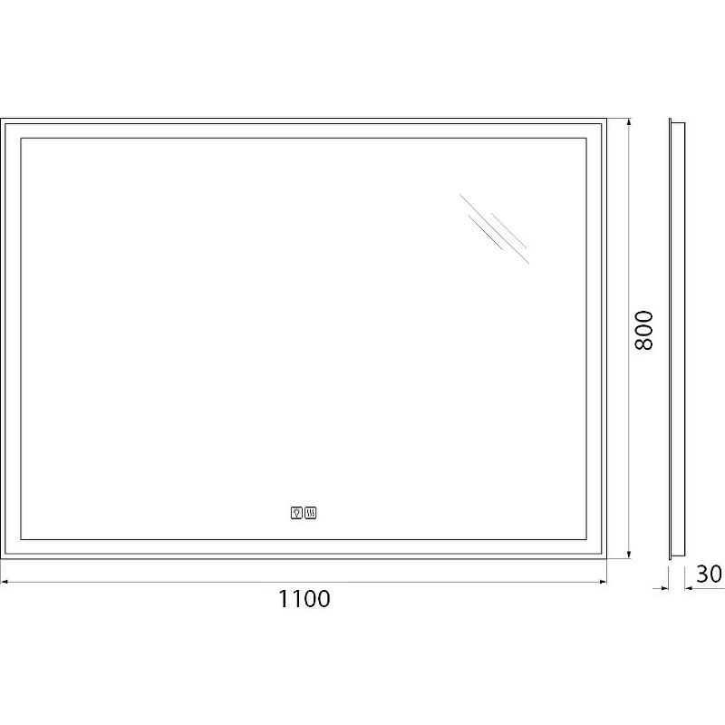 Зеркало BelBagno 110 SPC-GRT-1100-800-LED-TCH-WARM с подсветкой с подогревом с сенсорным выключателем стекло