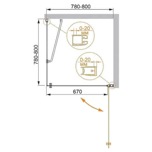 Душевой уголок Cezares Elena 80x80 ELENA-W-A-1-80-C-Cr профиль Хром стекло прозрачное