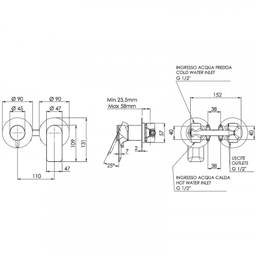 Смеситель для душа Remer Infinity I92ZP Хром латунь встраиваемый