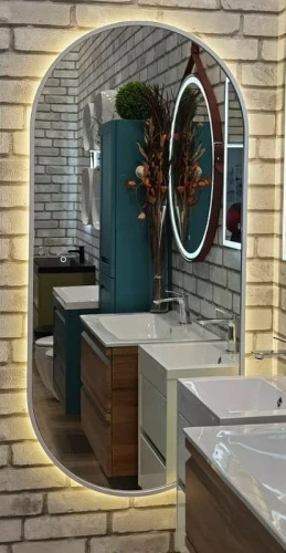Зеркало Art&Max Bari AM-Bar-700-1500-DS-C-White с подсветкой с сенсорным выключателем Белое МДФ / ЛДСП, стекло