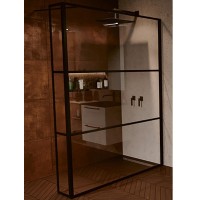 Душевая стенка Riho Grid 140 G004040121 (GB4140030) профиль Черный стекло прозрачное