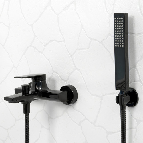 Смеситель для ванны WasserKRAFT Glan 6601 Черный глянцевый латунь на стену