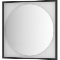 Зеркало Defesto Eclipce 80х80 DF 2233R с подсветкой 18W-3000К/в багетной раме/ИК - выключатель/Теплый белый свет/Черная рама
