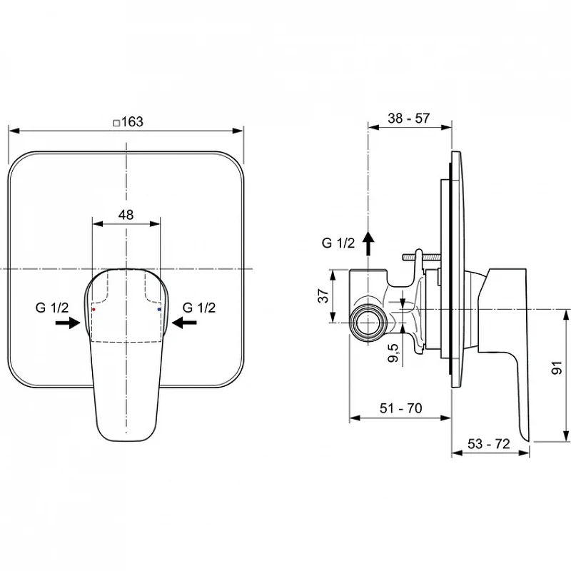 Смеситель для душа Ideal Standard Cerafine Model D A7188AA Хром латунь встраиваемый