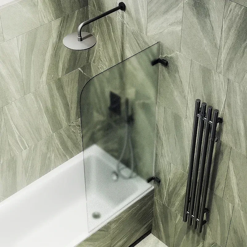 Шторка для ванны Maybah Glass MGV-655-6 705х1400 поворотная на петлях Черный стекло сатиновое